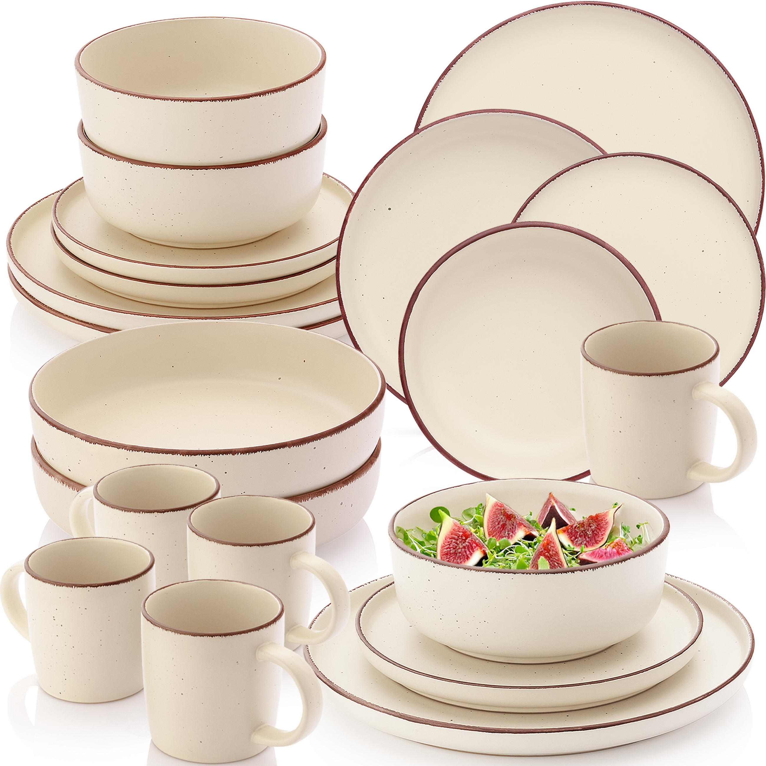 KOMBISERVICE BOMBAY BEACH - 20 teilig aus Steingut - Beige, Stein (27/9.5/27cm) - Sänger