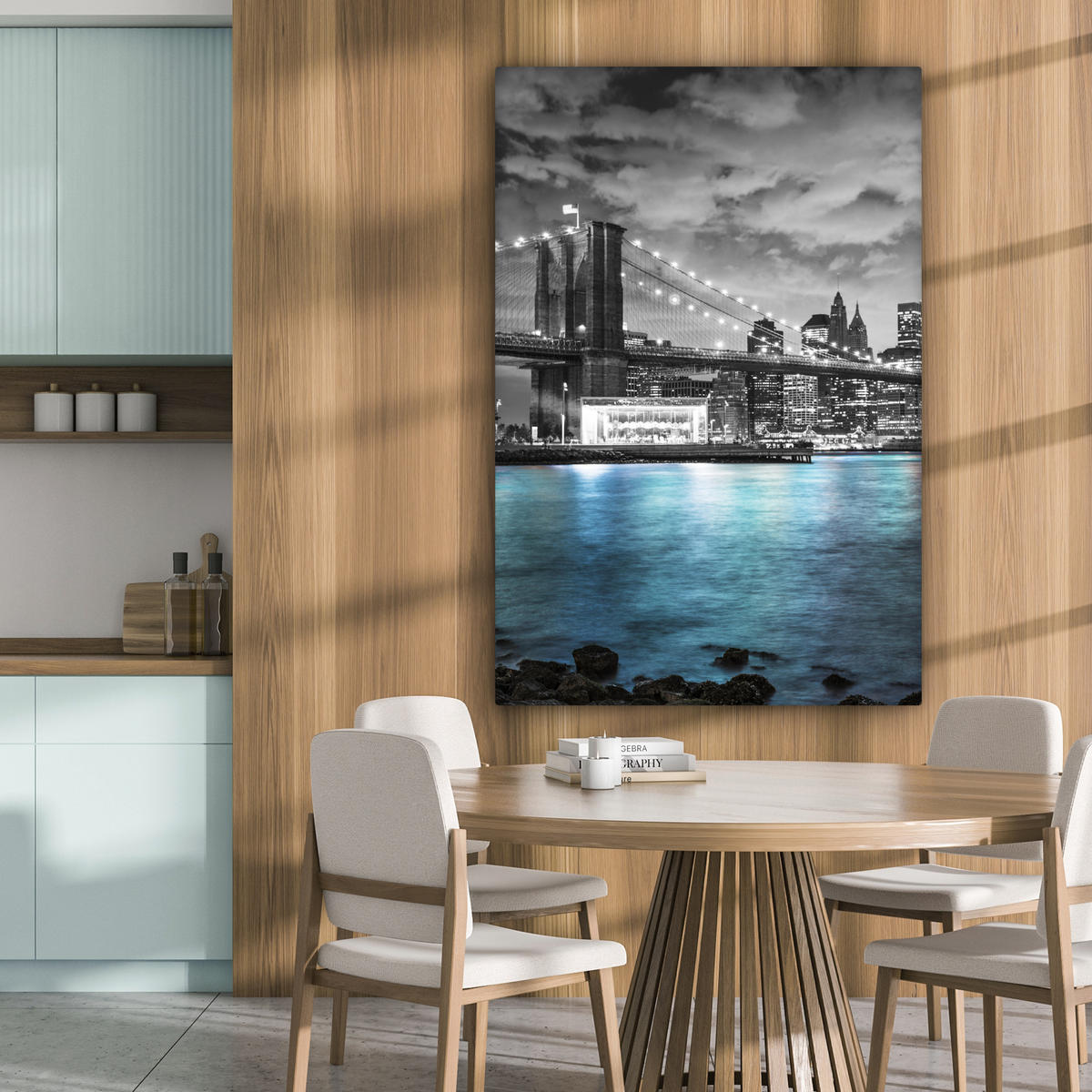 LEINWANDBILD New York - Skyline - Stadt - Blau 80x120 cm - Blaugrau, Textil (80/120cm) - MuchoWow