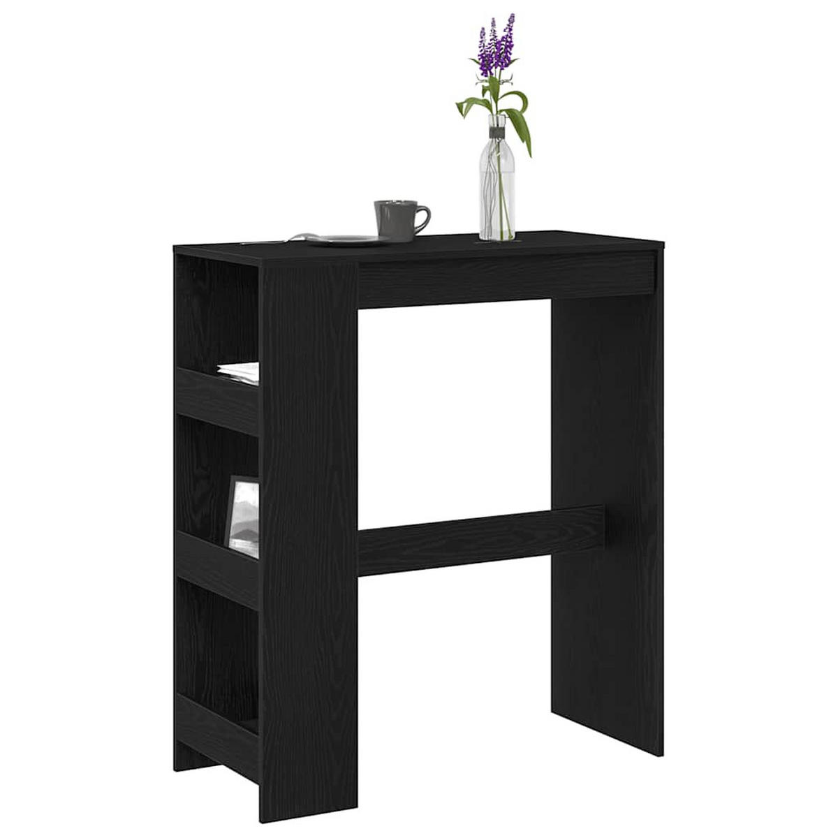 BARTISCH Mit Regal Schwarz Eichen-Optik 90/40/103,5 Cm - Schwarz, Holzwerkstoff (90/40/103.5cm) - vidaXL