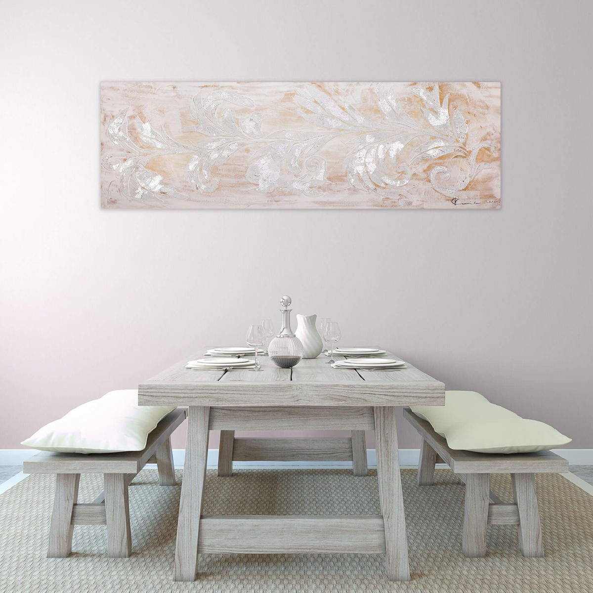 ACRYLBILD HANDGEMALT 150/50 cm - Beige, Holz/Textil (150/50cm) - KUNSTLOFT