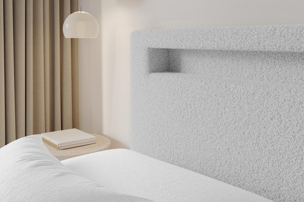 POLSTERBETT mit Bettkasten und Lattenrost, Boxbett ohne Matratze - GOLA 180x200 Hellgrau - Silberfarben, Holzwerkstoff/Textil (180/200cm) - ALTDECOR