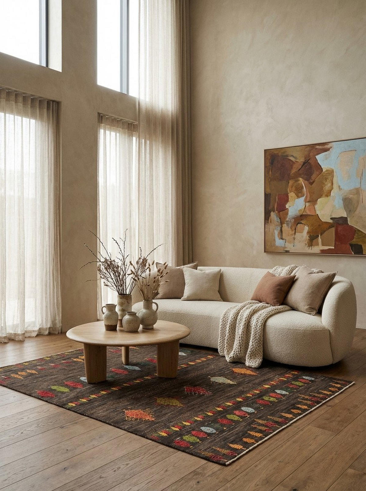 TEPPICH Gabbeh Sonnat Braun 204/155 cm Schurwolle - Braun, Textil (155/204cm) - Looma