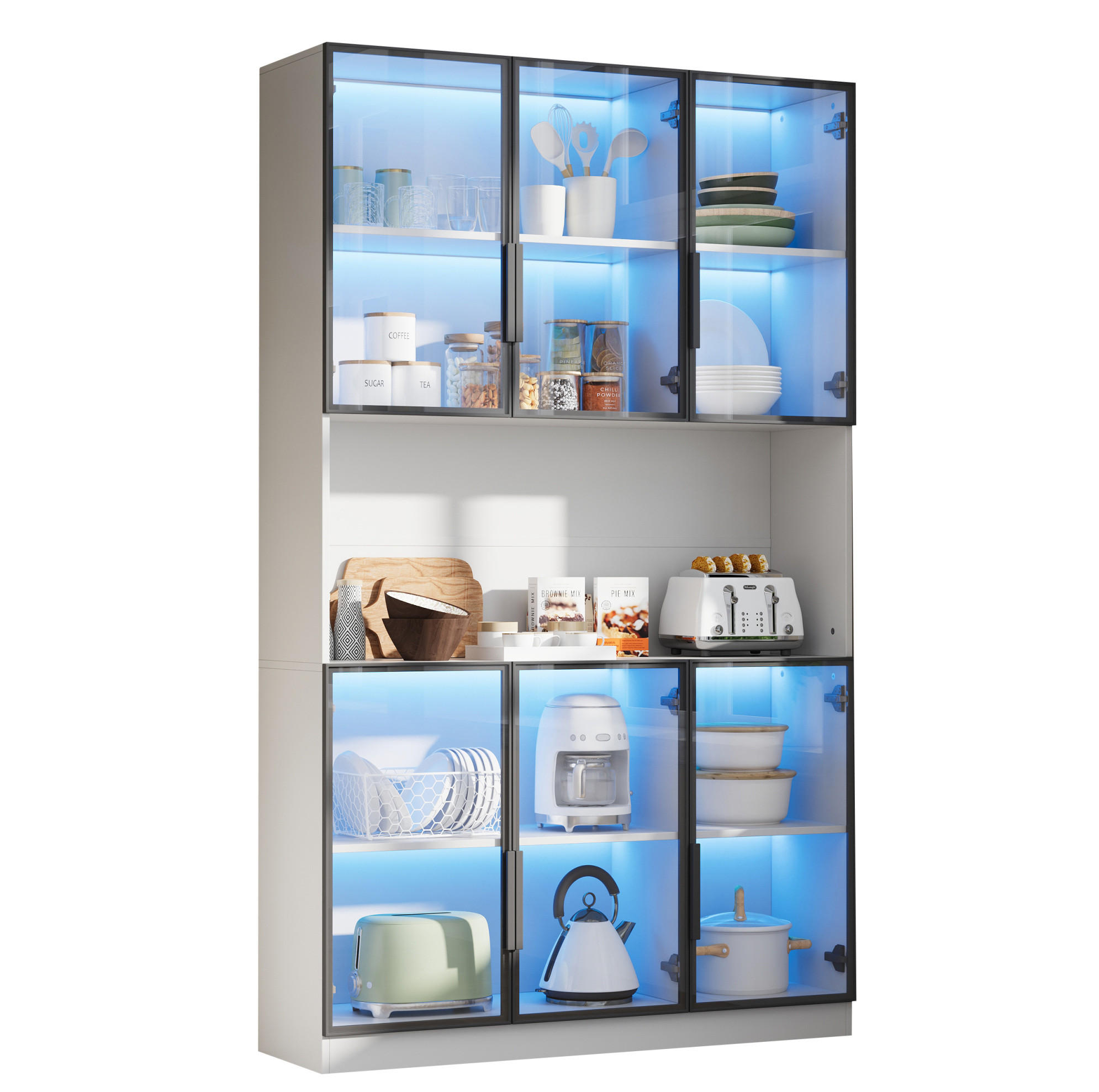 Okmyhome Vitrine Weiß 34x200x120 cm
