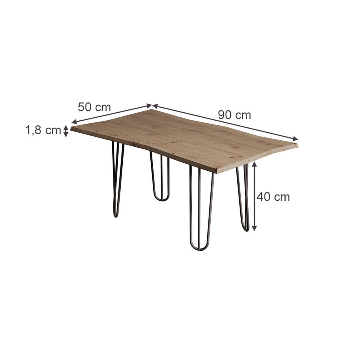 COUCHTISCH Yan Artisan 90 x 50 cm - Hellgrau, Holzwerkstoff (50/90/40cm) - Vicco