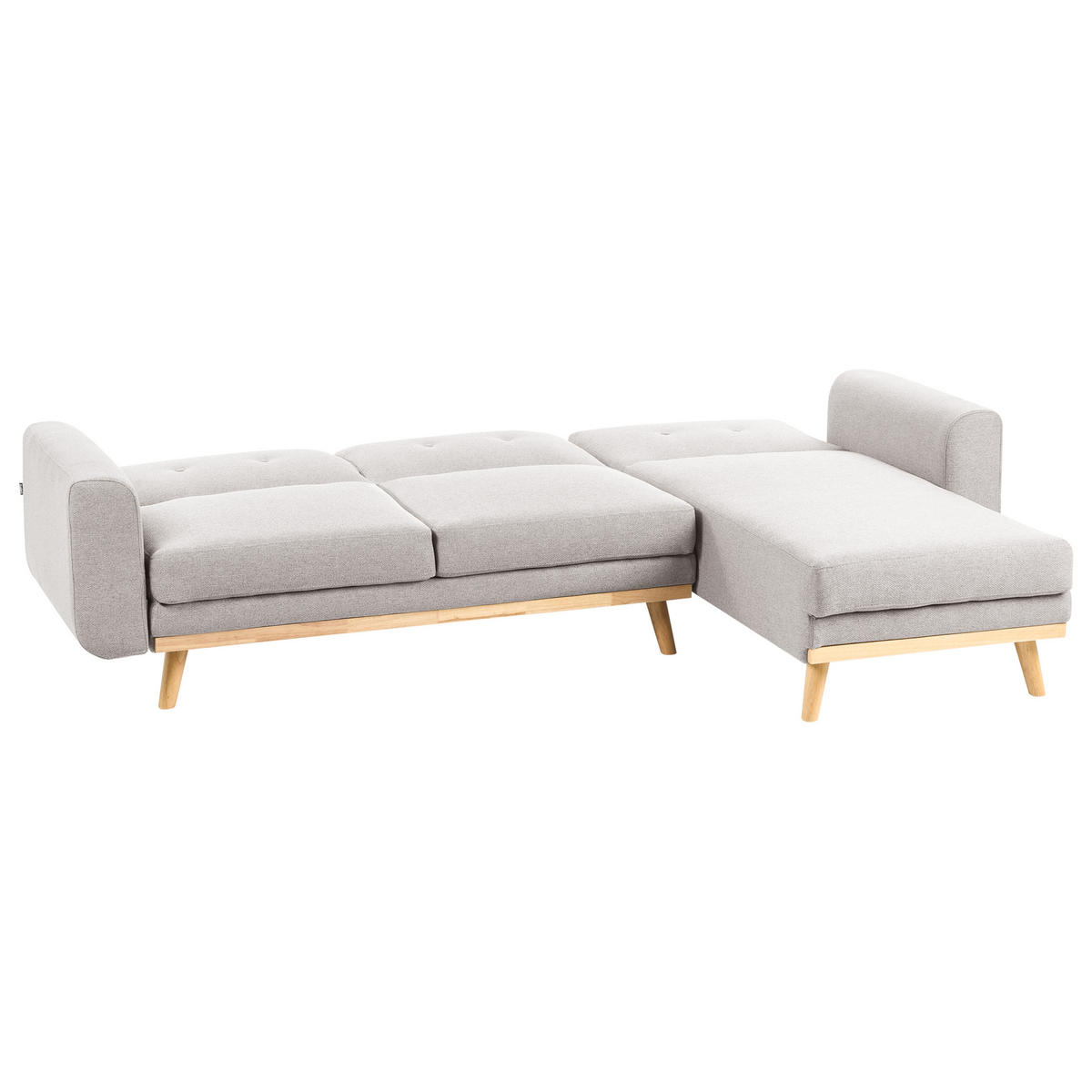 ECKSCHLAFSOFA 3-Sitzer Stoff Grau linksseitig Kaarina - Hellbraun, Textil (260/152cm) - Beliani