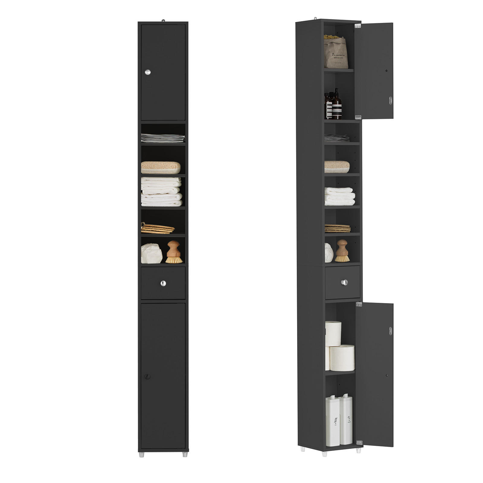 HOCHSCHRANK Schwarz - Schwarz, Holzwerkstoff (20/180/20cm) - SoBuy
