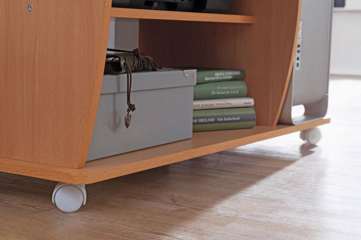 SCHREIBTISCH Computertisch Rollen 3D-Ecken, Beige 90x50x71 cm - Beige/Weiß, Holz (50/90/71cm) - KADIMA DESIGN