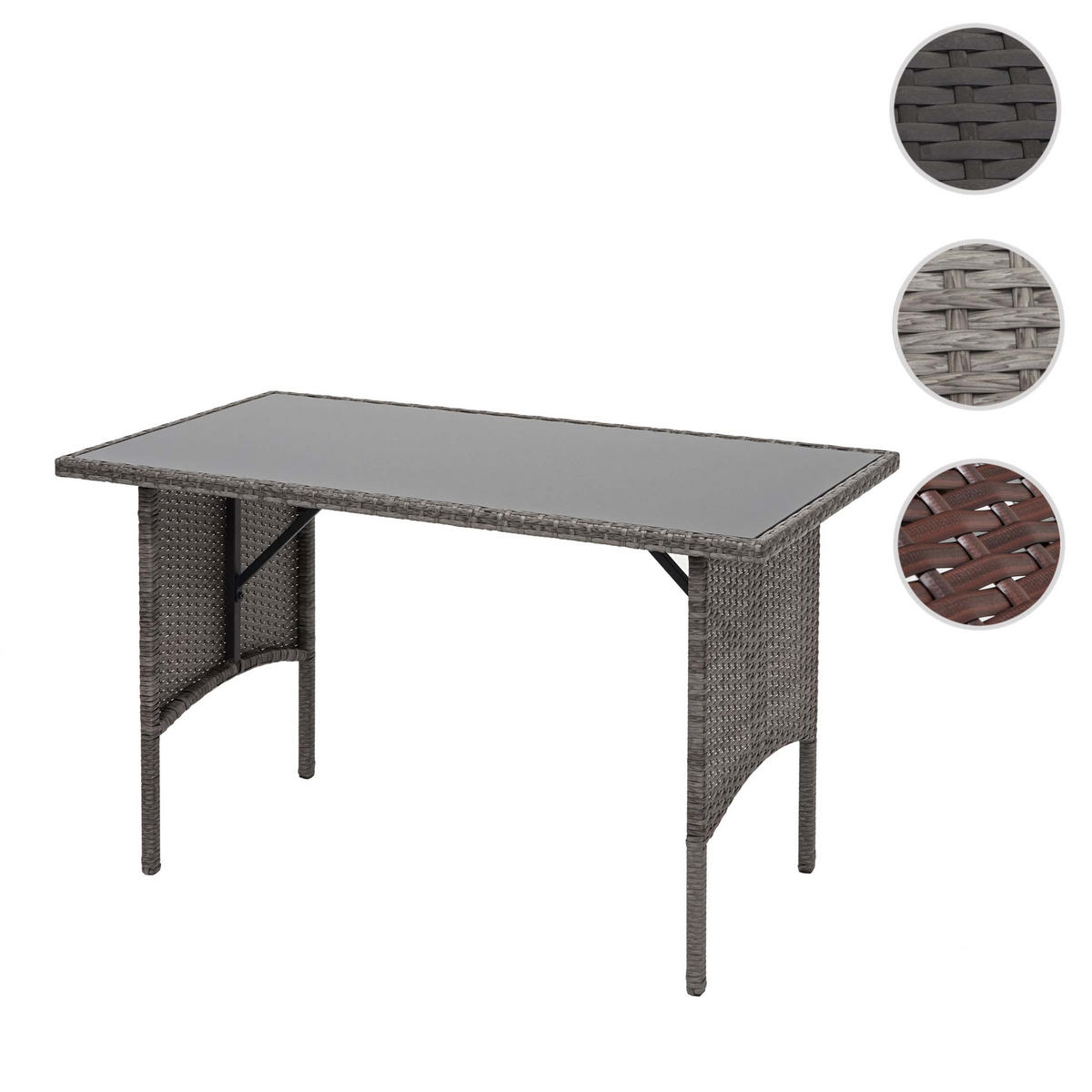 POLY-RATTAN ESSTISCH rechteck Grau - Grau, Kunststoff (60/112/68cm) - MCW