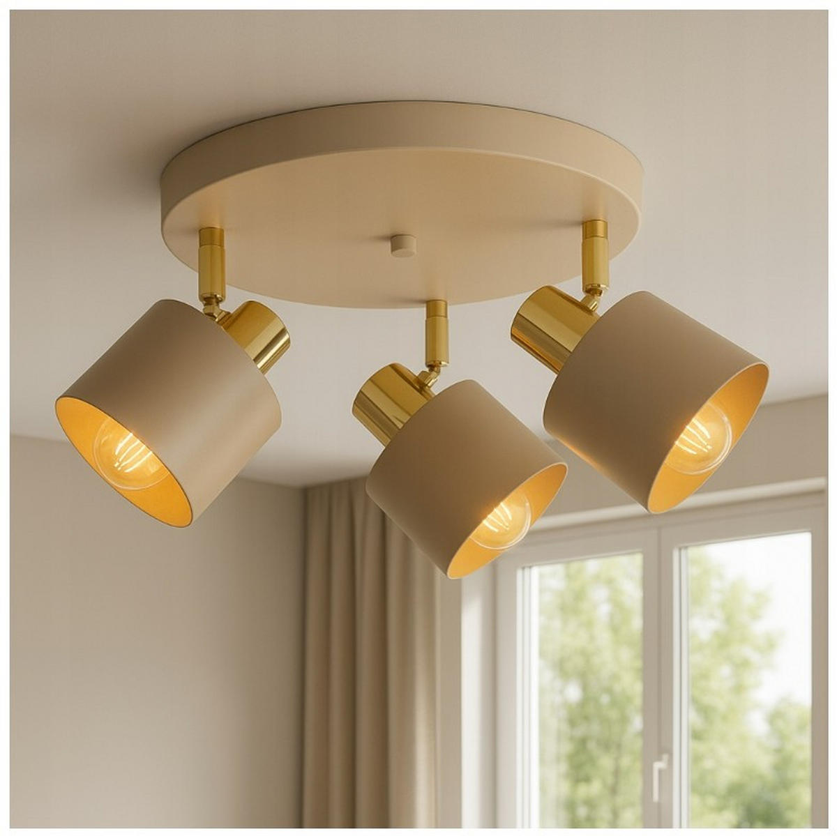 DECKENLEUCHTE Ecru - Beige/Goldfarben, Metall (40/40/21cm) - kiki design