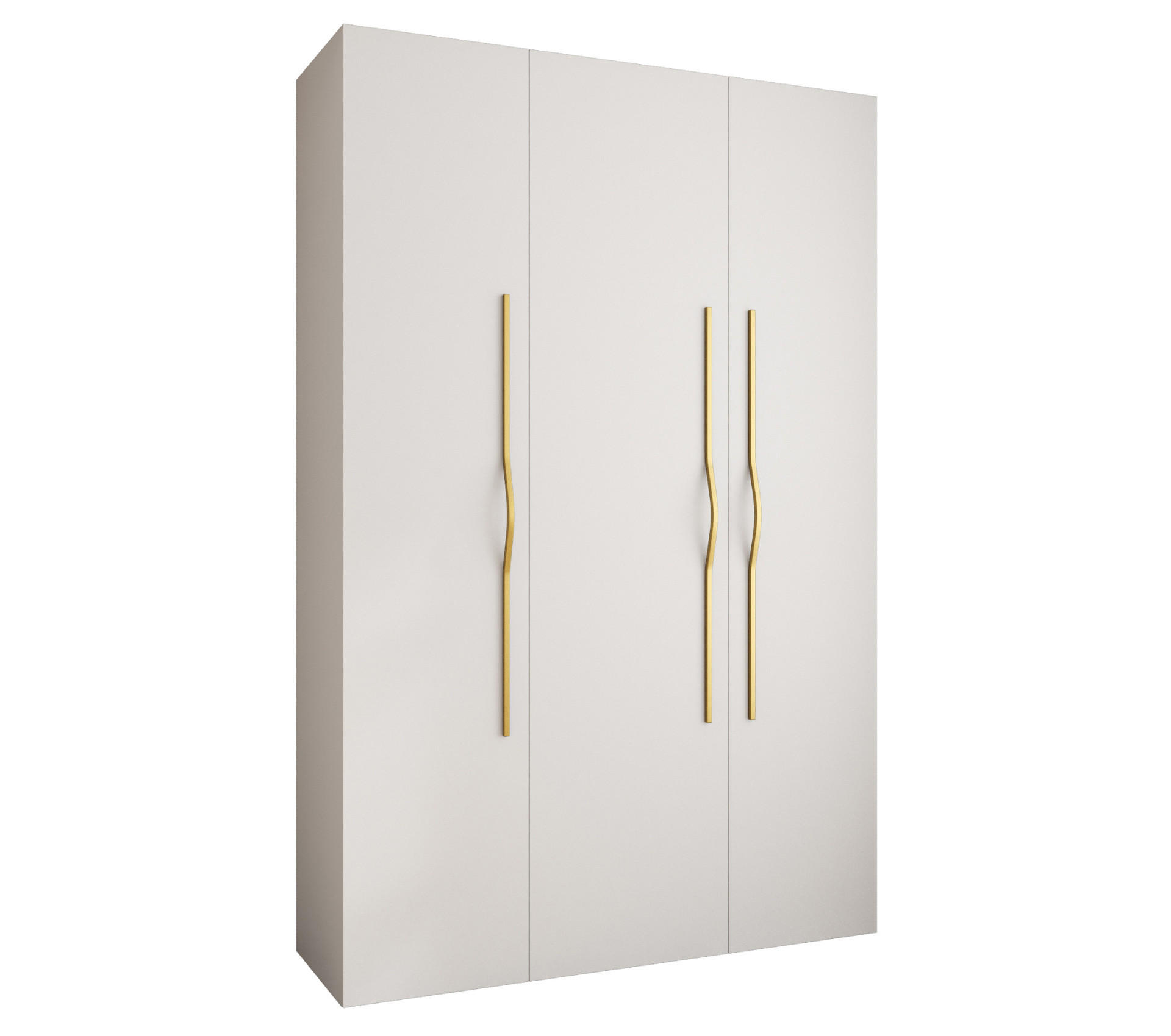 Abiks Möbel DREHTÜRENSCHRANK Weiß, Gold 160cm × 50cm × 246cm