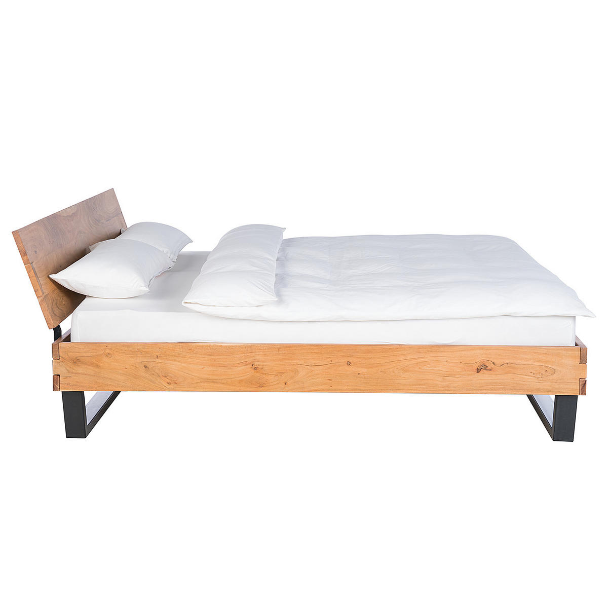 MASSIVHOLZBETT - Akazie massiv - Akaziefarben, Holz (180/200cm) - home24