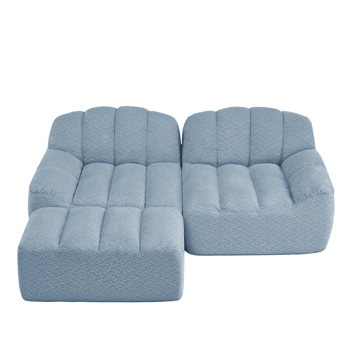ECKSOFA 210/165/79 cm blau aus Granuliertem Fleece modular und montagefrei - Blau, Textil (165/210cm) - OKWISH