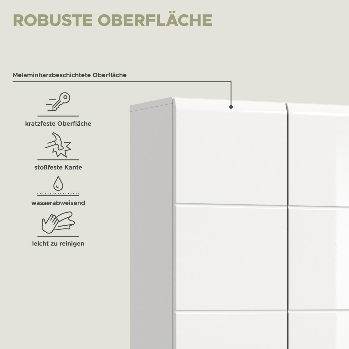 HOCHSCHRANK breit Ice Bad in weiß Nachbildung und weiß hochglanz B/H/T: 60x185x30 cm - Weiß, Holz (60/185/30cm)