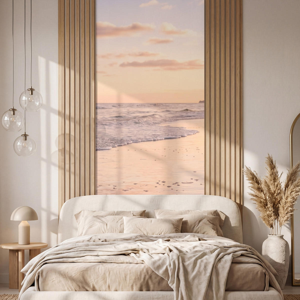 TAPETE - Strand - Brandung - Wolken - 100x260 cm - Hellrosa, Papier (100/260cm) - OnlyWow