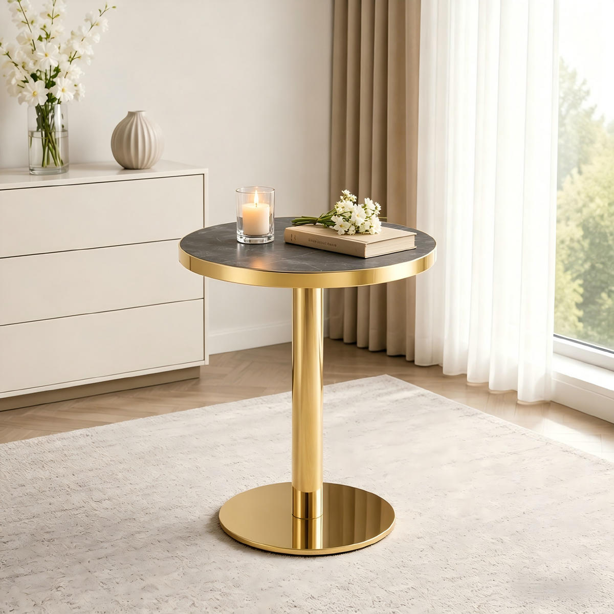 BEISTELLTISCH Grau/Gold, 59,5/59,5/73,5 cm - Grau, Holzwerkstoff (59.5/59.5/73.5cm) - PANGIVO