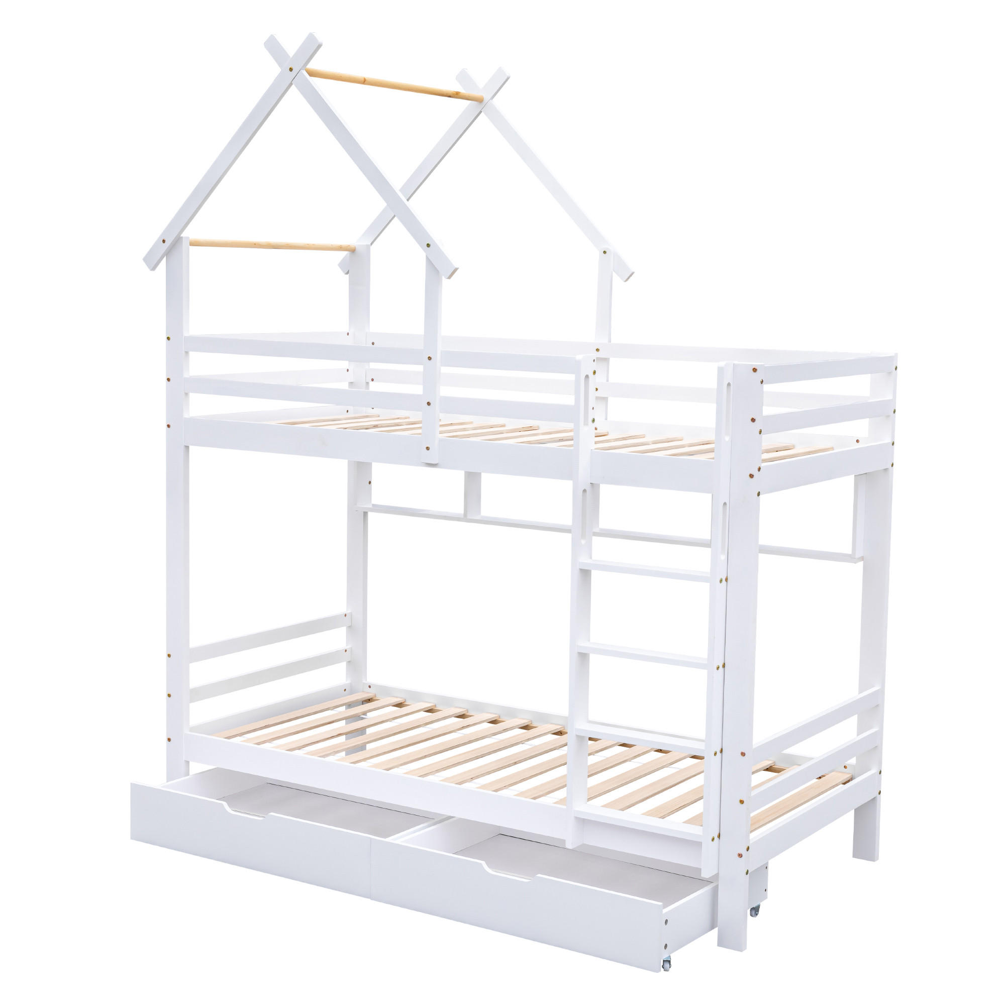 HAUSBETTEN 90/200cmWeiß - Weiß, Holz (205/243/95cm) - Urban Meuble