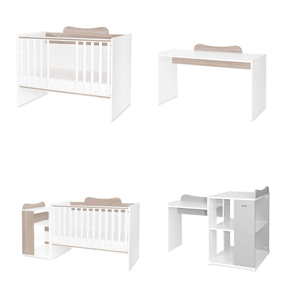 BABYBETT Multi hellbraun 190 x 82 cm, Wickelkommode, Hausbett, Jugendbett, Schreibtisch - Braun, Holzwerkstoff (60/120cm) - Lorelli