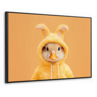 LEINWAND Bilder mit Rahmen - Osterhase - Kostüm - Ente - 120x80 - Gelb, Textil (120/80cm) - MuchoWow