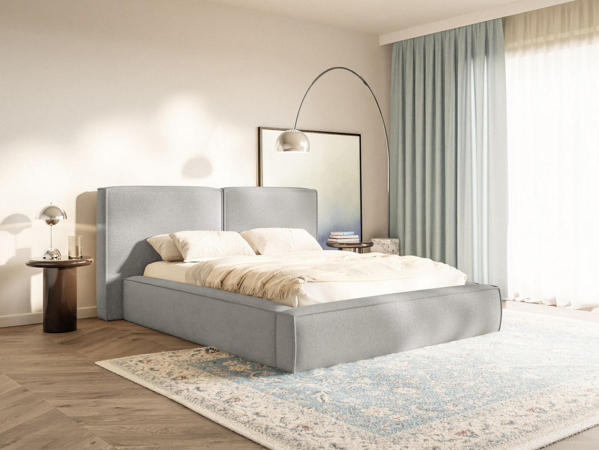 POLSTERBETT Tilves Hellgrau 140x200 cm - Hellgrau/Schwarz, Kunststoff/Textil (140/200cm) - Selsey