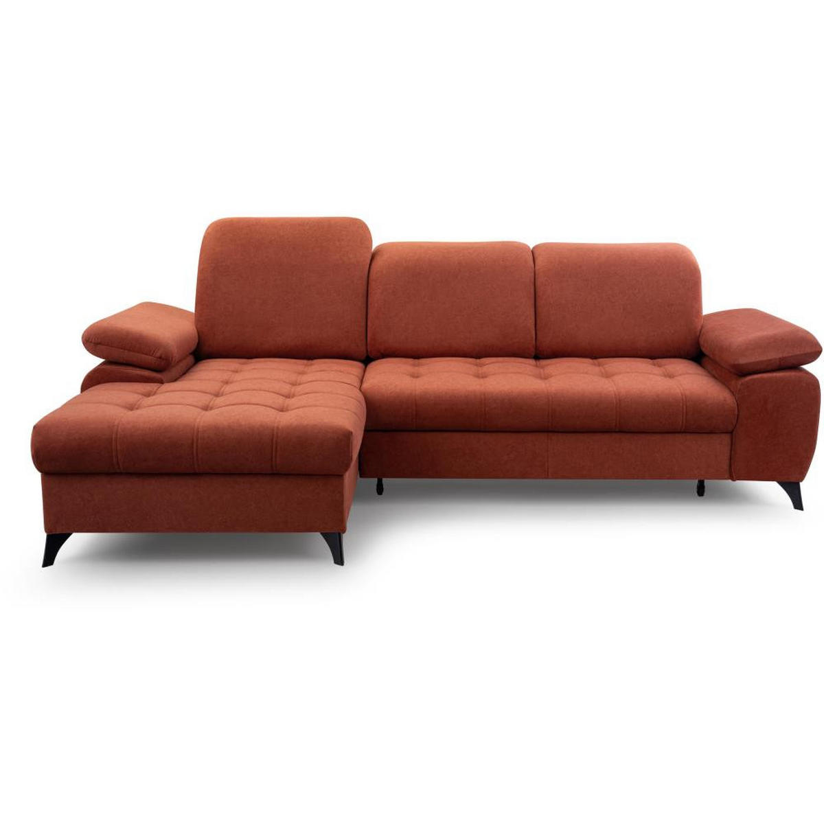 ECKSCHLAFSOFA Bello dunkelrot links - Schwarz/Dunkelrot, Textil (265/156cm) - Beautysofa