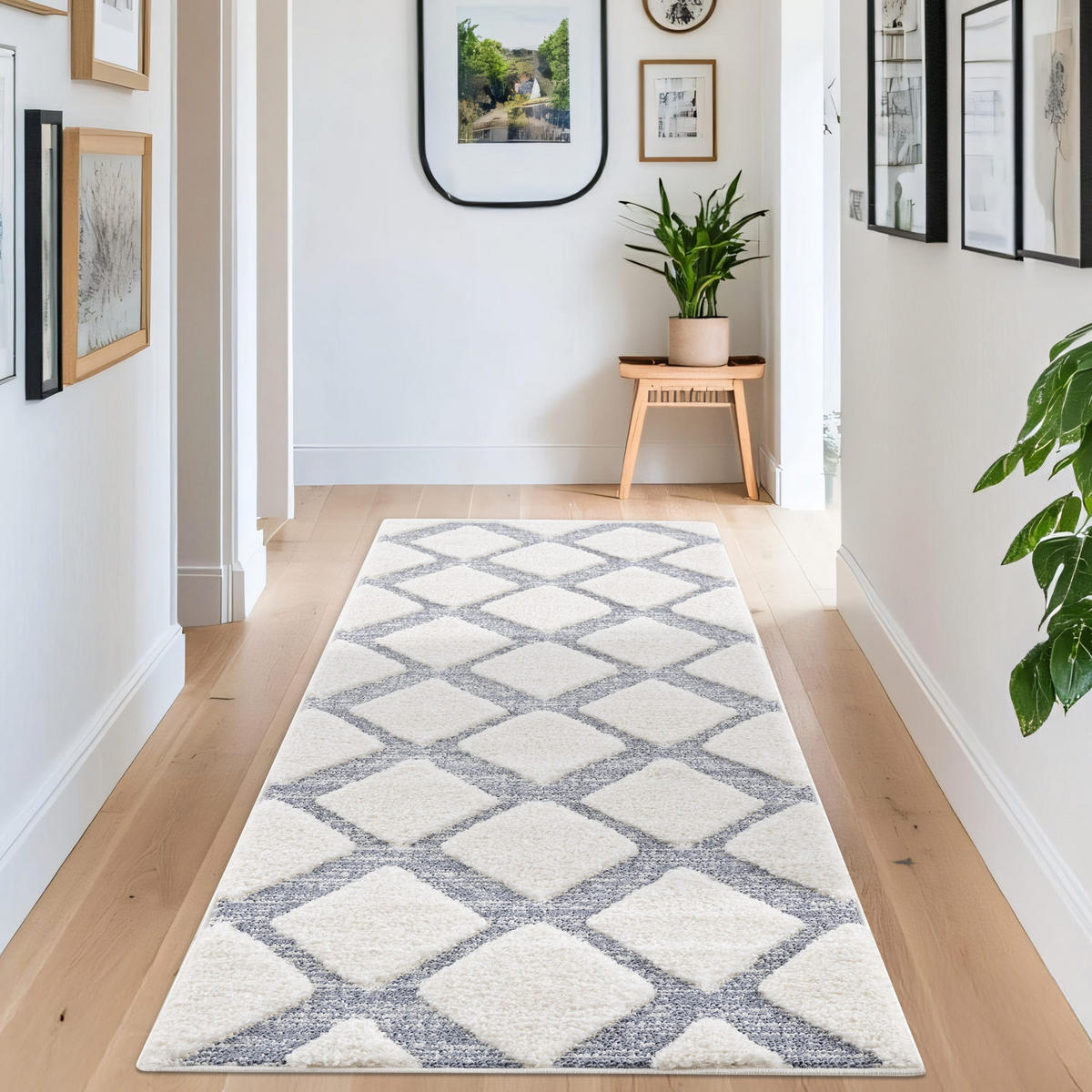 HOCHFLOR-TEPPICH Focus 4497 Grau 80x300 cm - Creme/Grau, Textil (80/300cm) - carpet city