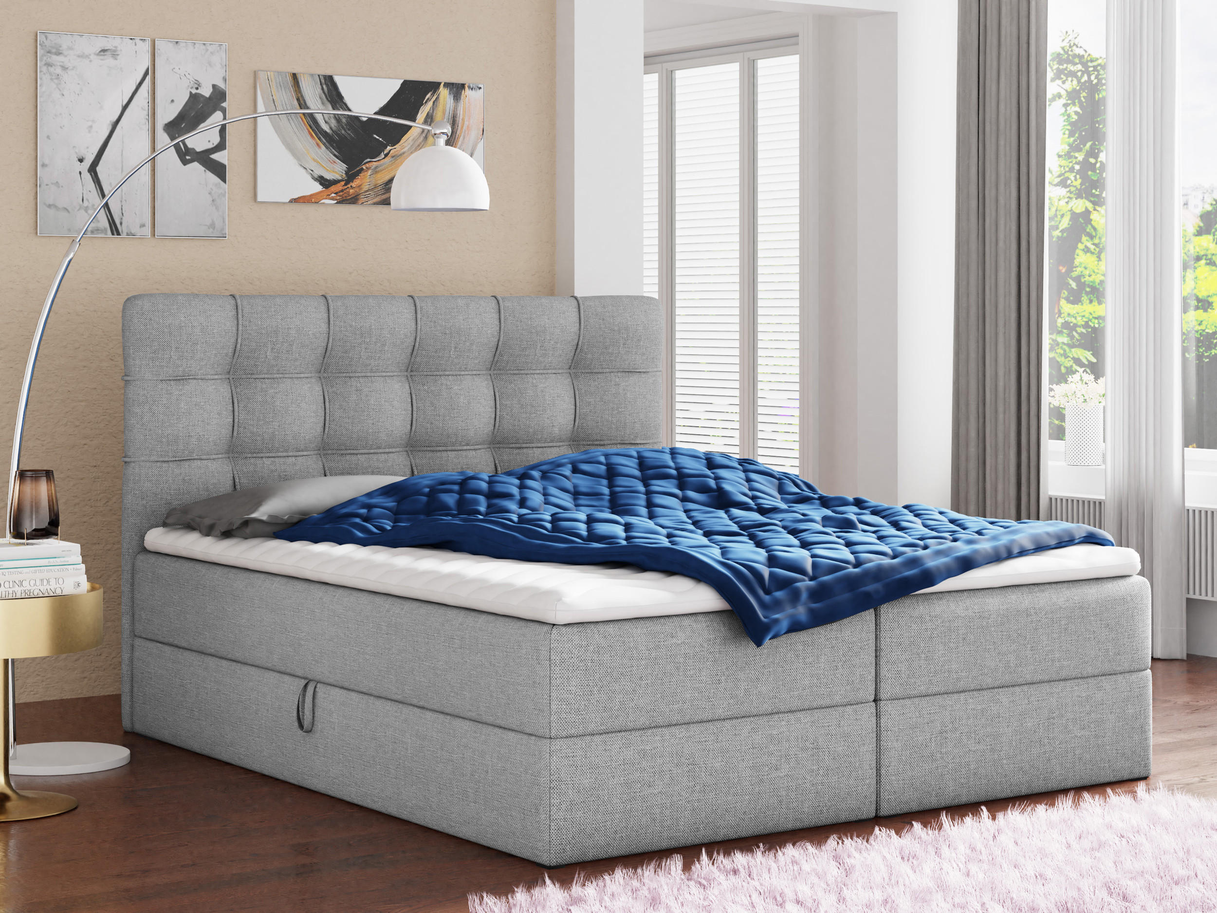 BOXBETT Best - 160x200 - grau (Inari 91, Webstoff) - Schwarz/Grau, Holz/Holzwerkstoff (160/200cm) - Sofnet