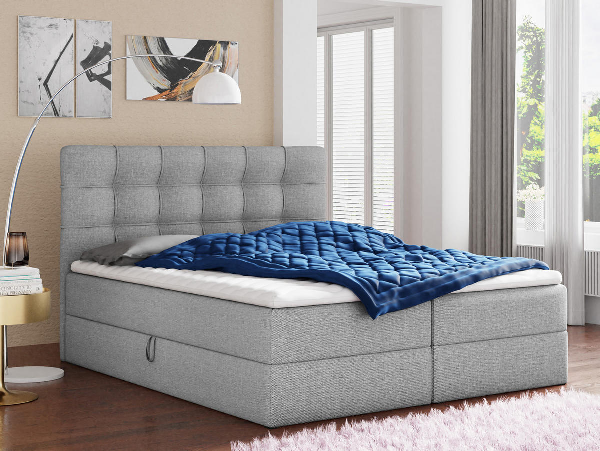 BOXBETT Best - 180x200 - grau (Inari 91, Webstoff) - Schwarz/Grau, Holz/Holzwerkstoff (180/200cm) - Sofnet