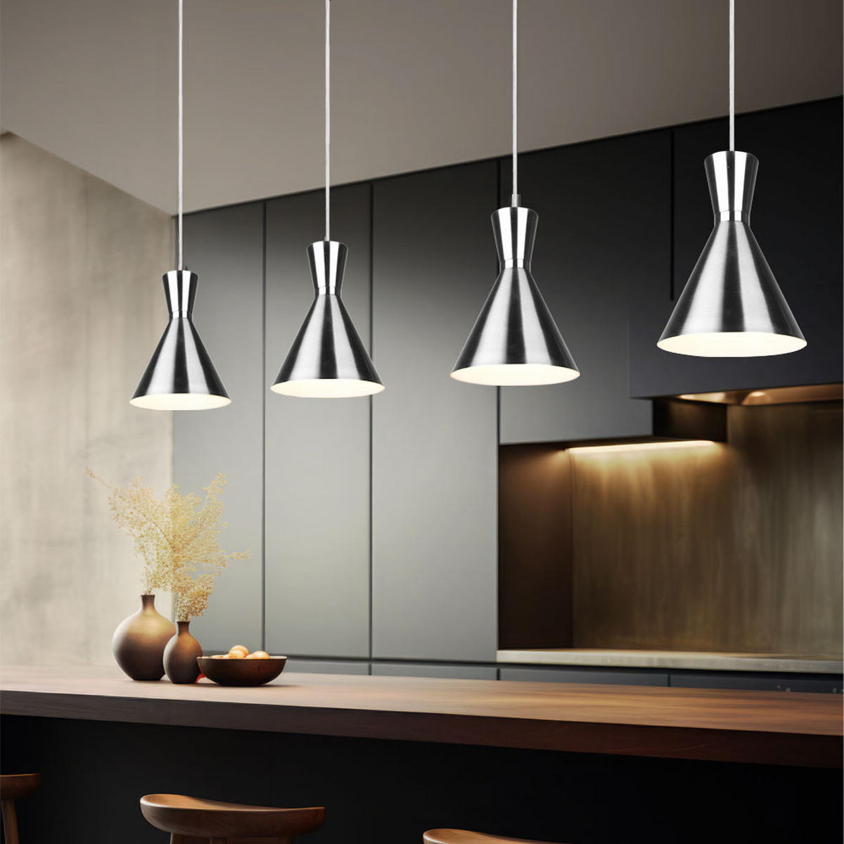 HÄNGELEUCHTE ENZO Metall Silber matt - Silberfarben, Metall (90/20/150cm)