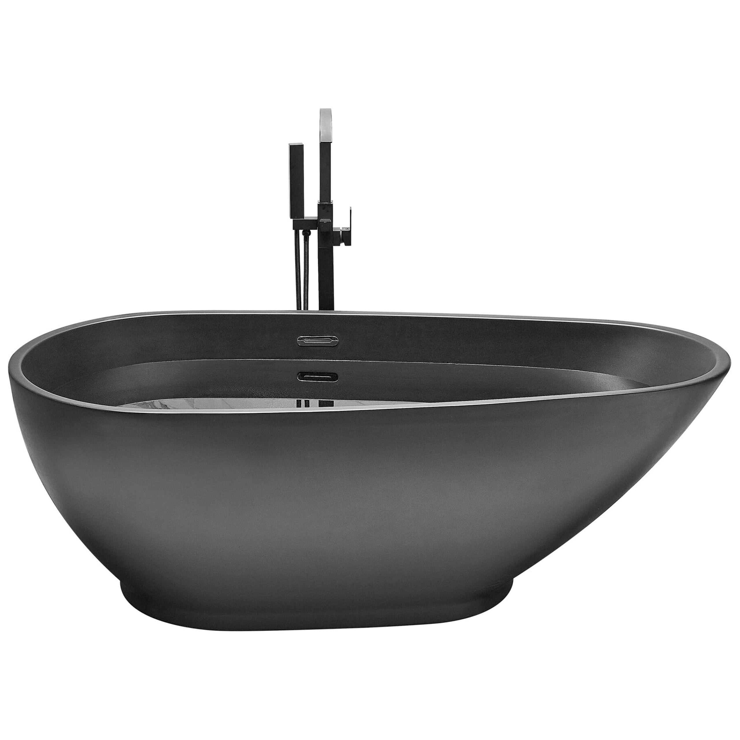 BADEWANNE FREISTEHEND 82x173x60 cm schwarz Guiana - Schwarz, Kunststoff (82/60/173cm) - Beliani