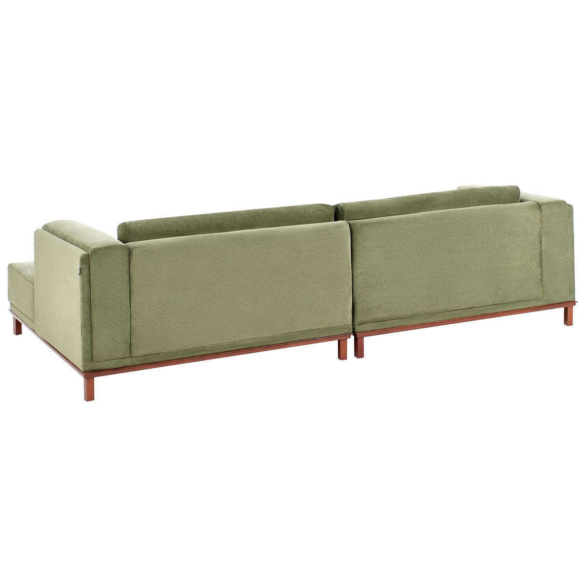 ECKSOFA 4-Sitzer Cord Grün linksseitig Veng - Hellbraun/Braun, Textil (310/155cm) - Beliani