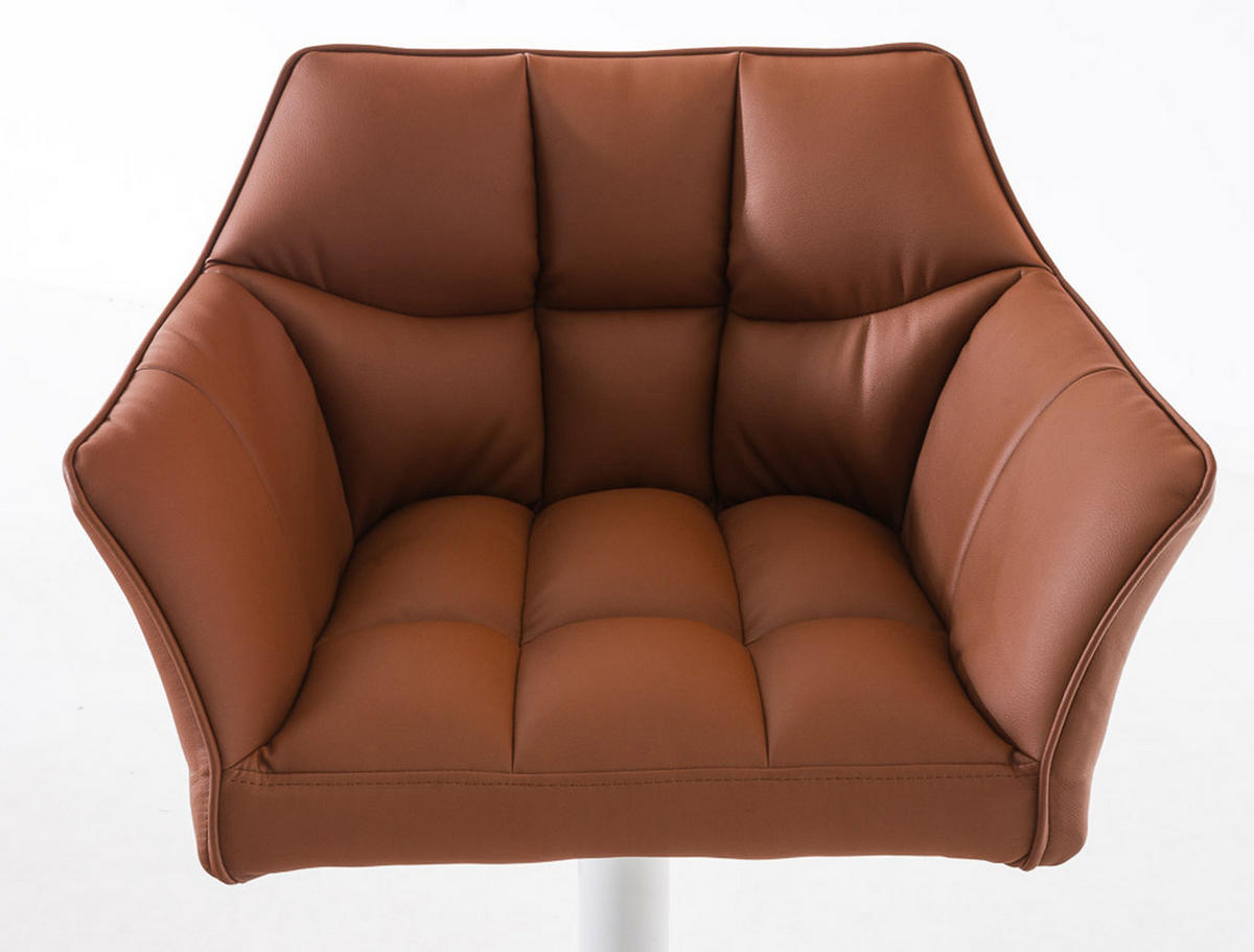 BARHOCKER 2er Set Damaskus Kunstleder weiß hellbraun - Braun/Weiß, Textil/Metall (64/110/48cm) - TPFLiving