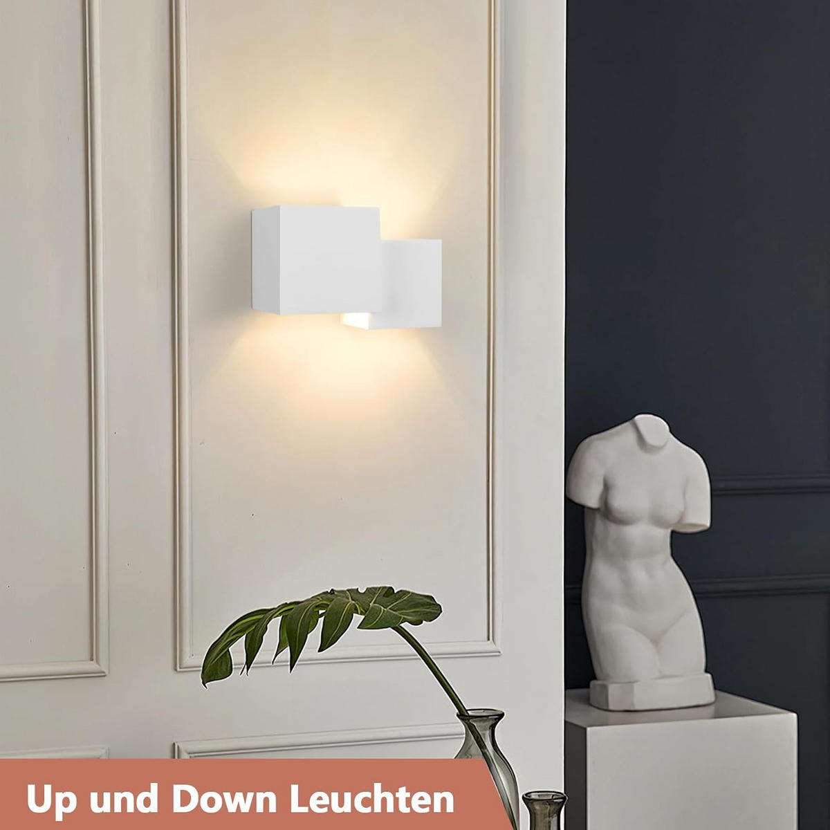 LED - WANDLEUCHTE Wellthun 13.5/11.5/19.7 cm - Weiß, Metall (13.5/11.5/19.7cm) - ZMH