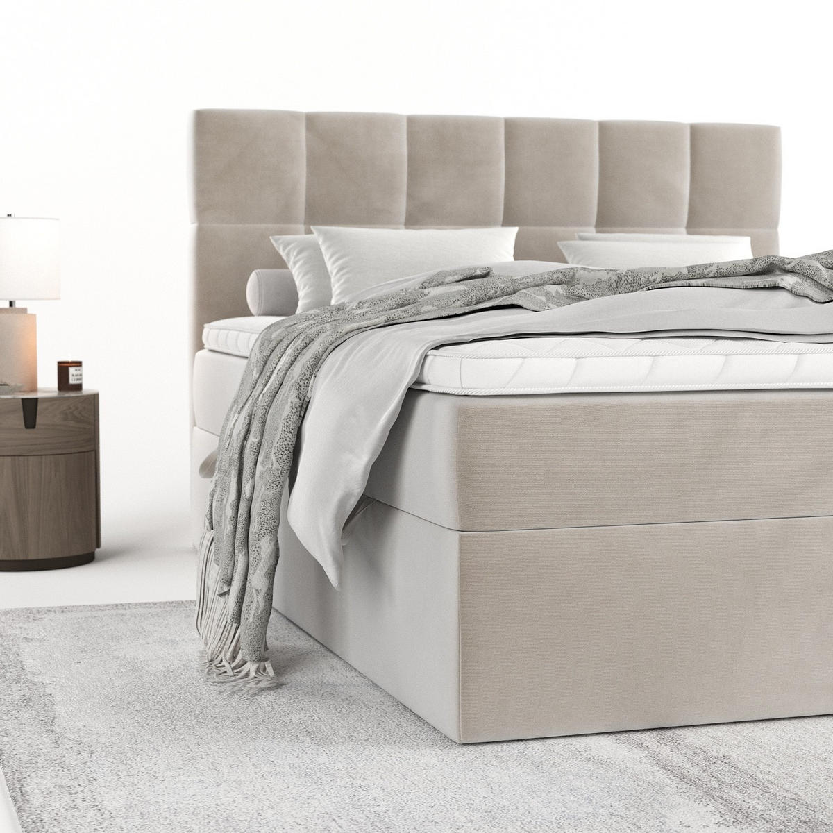 POSTEL BOXSPRING VARENO 160/200 Světle béžová - černá/béžová, kov/dřevo (160/200cm) - AltaBeds
