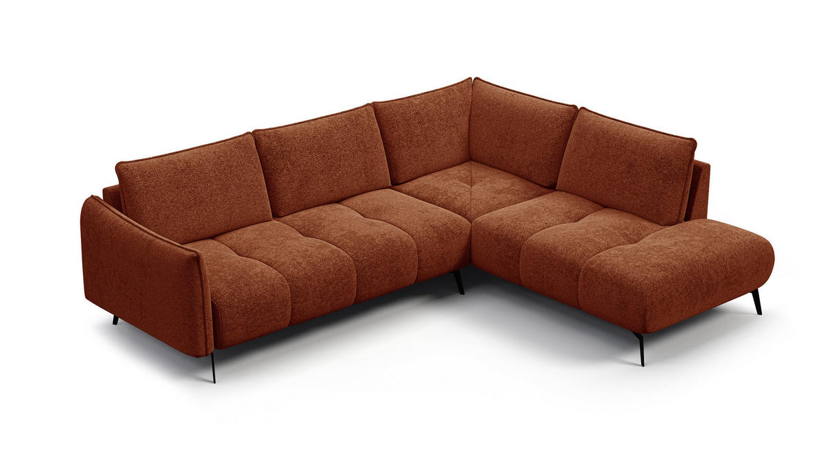 ECKSOFA AERA 5-Sitzer rechts, orange - Schwarz/Orange, Holz/Textil (268/206cm) - Courtois Laville