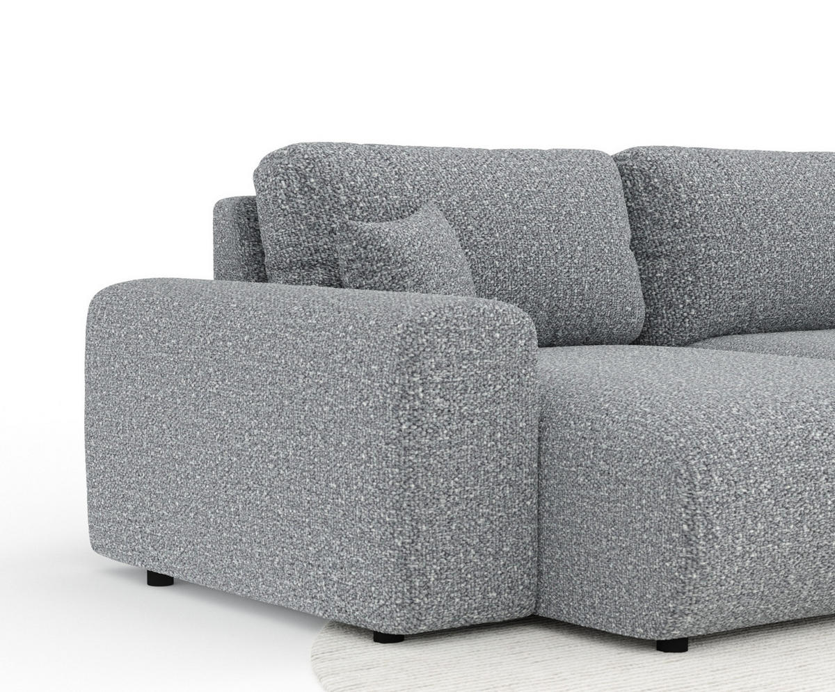 PANORAMASOFA Zanzibar Grau Plüschstoff - Schwarz/Grau, Holz/Holzwerkstoff (325/79/144cm) - Maison de Reve