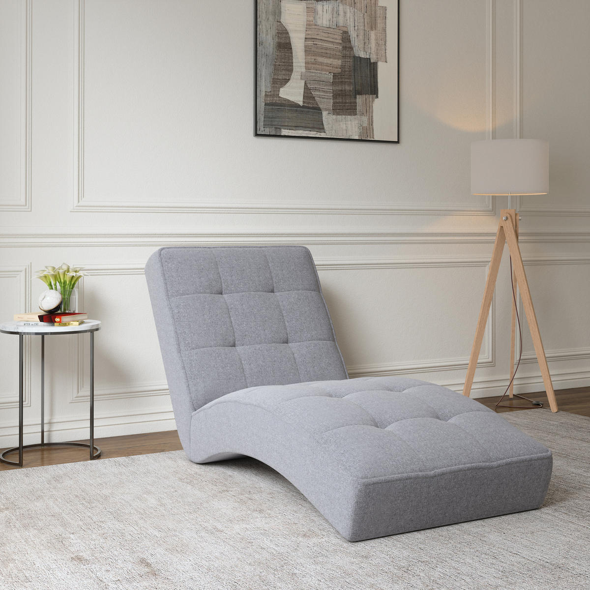 CHAISELONGUE - Livano - Grau (Twist 19) - Grau, Holzwerkstoff (73/79/170cm) - Möblo