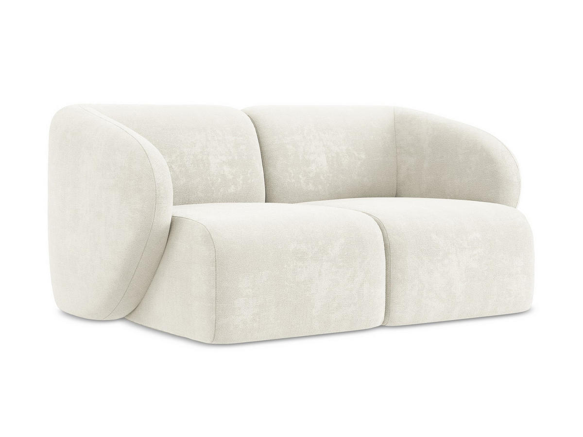 2-SITZER-SOFA Chenille Stoff Weiß - Schwarz/Weiß, Holzwerkstoff/Kunststoff (174/75/94cm) - Makamii