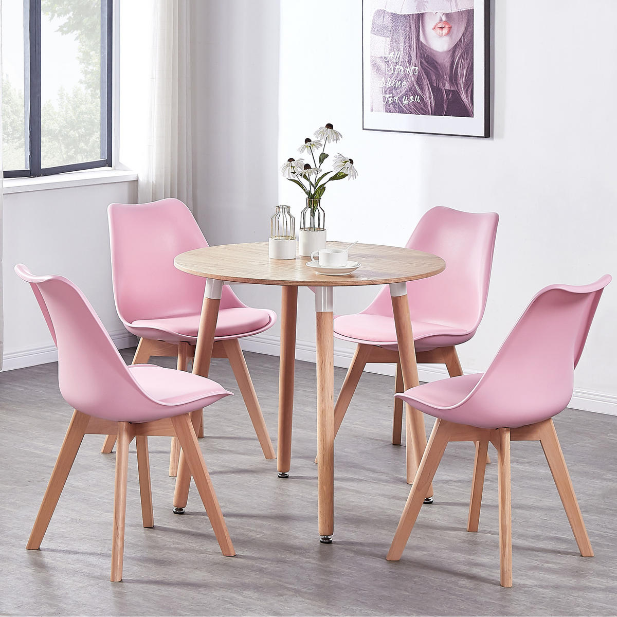 ESSZIMMERSTUHL Kunststoff 4-teilig Rosa - Pink, Kunststoff (48/83/44cm) - Life Interiors