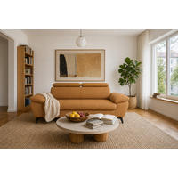 3-SITZER Karlstad Flachgewebe Gold verstell. Kopfstützen B 215 cm - Dunkelgelb, Kunststoff/Textil (215/84/100cm) - foamnova