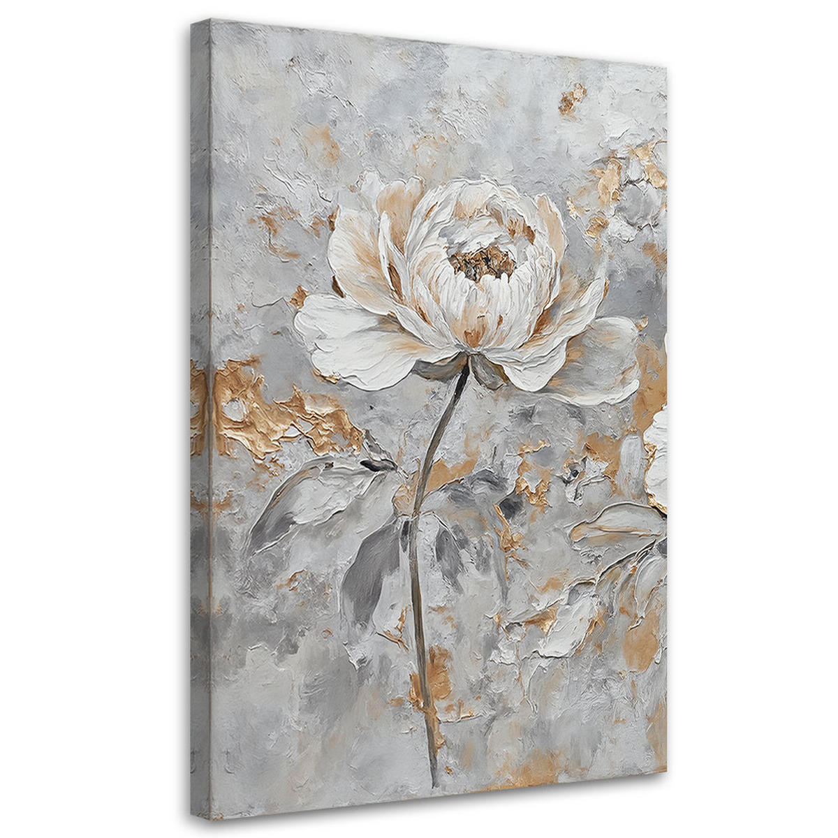 WANDBILD rose blume silber gold - Silberfarben, Textil (40/60cm) - Feeby