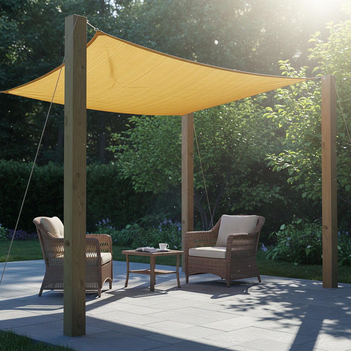 STÍNÍCÍ plachta - béžová, kov/plast (200/200cm) - Relaxdays