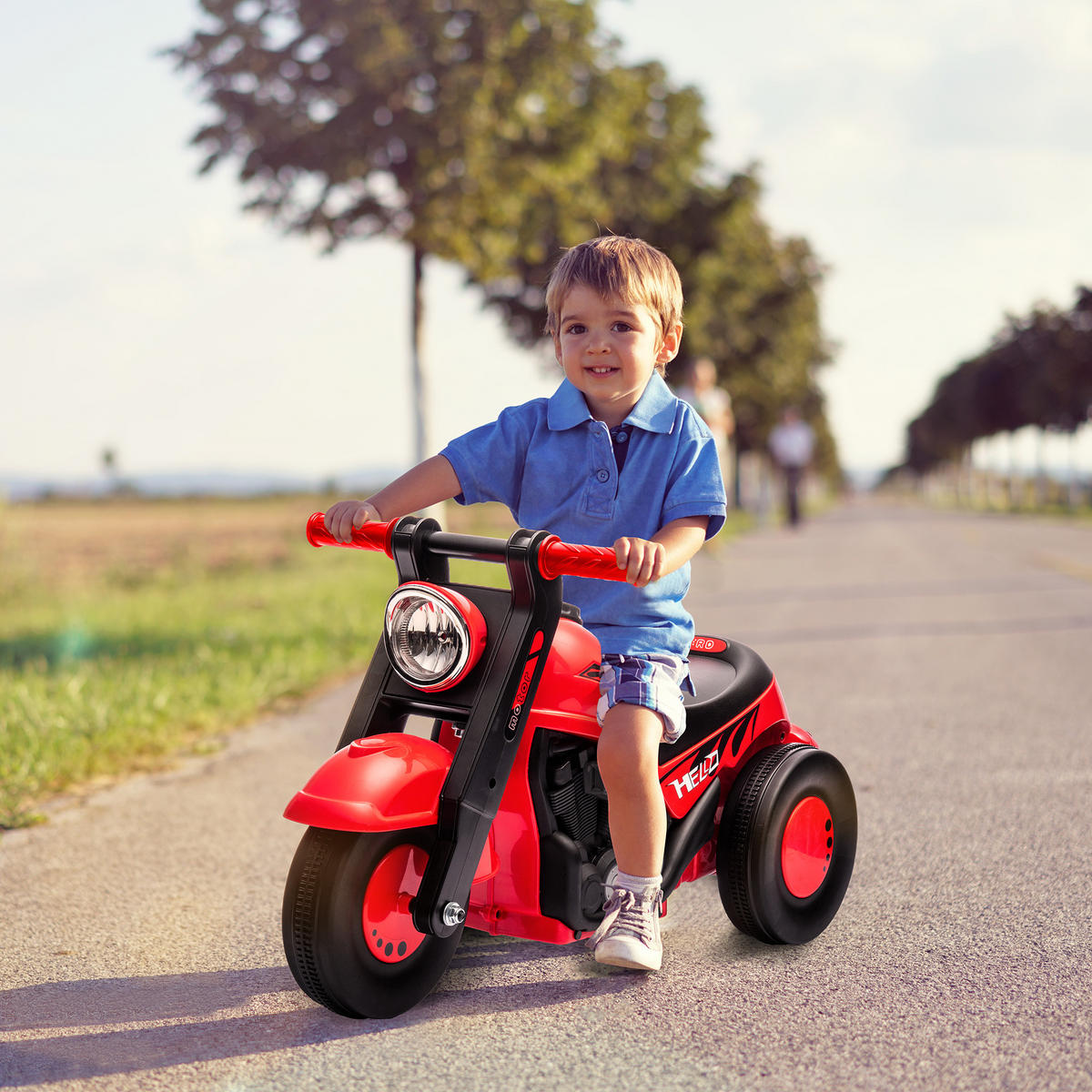 RUTSCHAUTO, Motorrad-Design, Musik und Seifenblasen, für 2-5 Jahre, Rot - Rot, Kunststoff/Metall (80/35.5/42cm) - AIYAPLAY