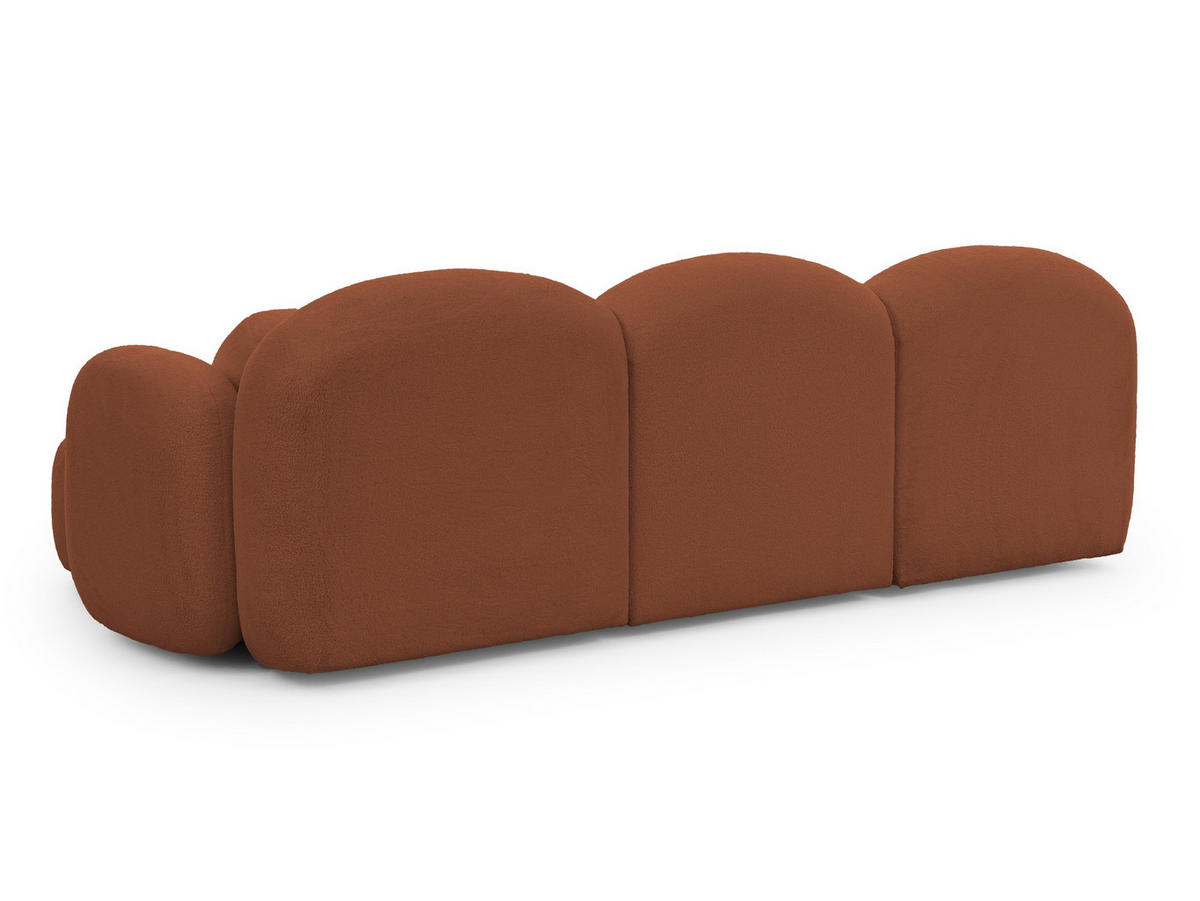 ECKSOFA Nuvola mit abgerundetem Design Terrakotta Bouclé-Stoff - Ottomane Rechts - Terra cotta/Schwarz, Holz/Kunststoff (268/146cm) - S-Style Möbel