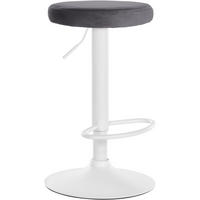 BARHOCKER Pontius Samt weiß dunkelgrau - Dunkelgrau/Weiß, Textil/Metall (38.5/81/38.5cm) - TPFLiving