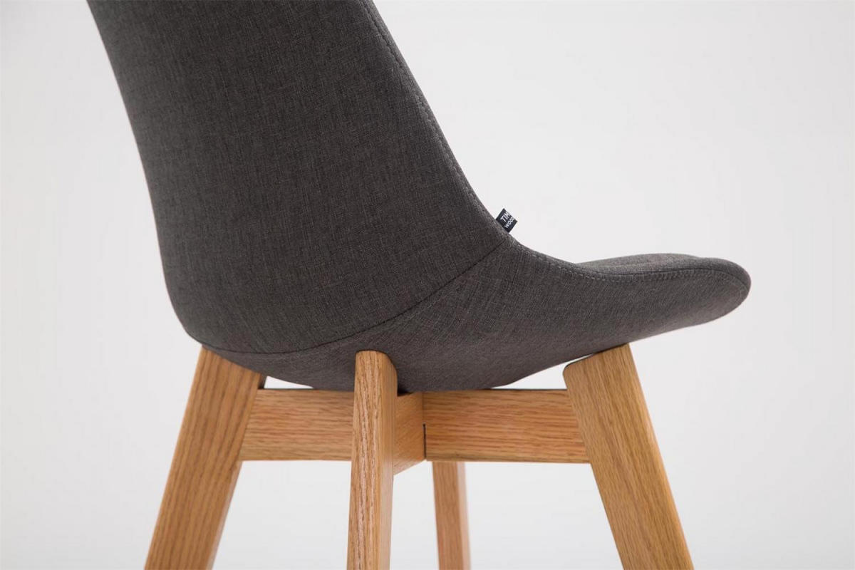 BARHOCKER Stoff dunkelgrau - Eukalyptusholzfarben/Dunkelgrau, Holz/Textil (48/112/56cm) - CLP
