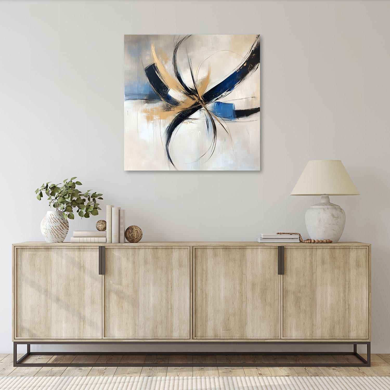 LEINWANDBILD Abstraktion beige blau 60x60cm - Beige, Textil (60/60cm) - Feeby