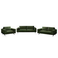 POLSTERGARNITUR (3-2-1) - Samt - Dunkelgrün, Textil (1/1/1cm) - home24