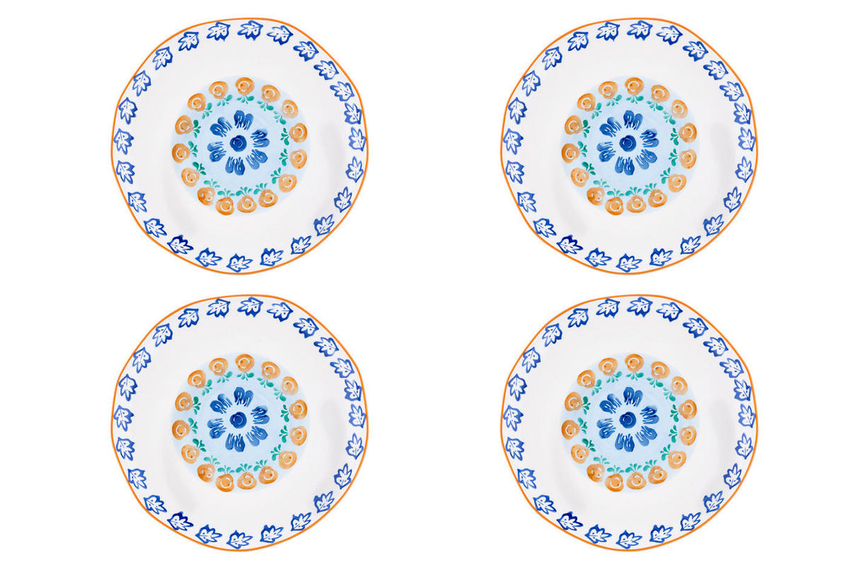 TELLER Napoli Ø27cm - 4er-Set - Zitrusfrucht - Weiß, Keramik (27cm) - Björn