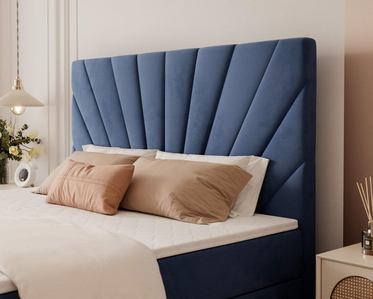 BOXBETT 160x200 cm mit Topper - Blau, Holzwerkstoff/Textil (140/200cm) - Idohome