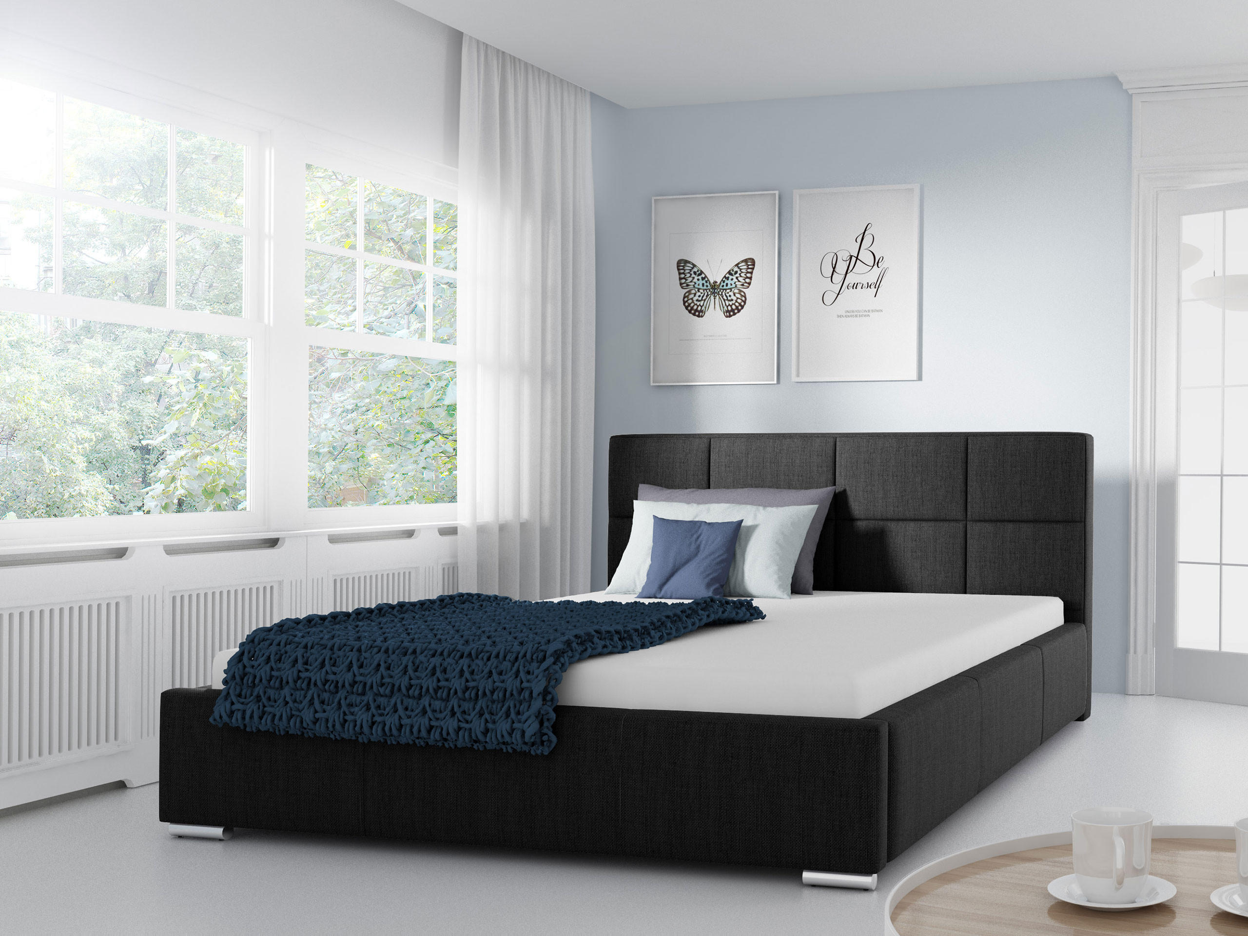 POLSTERBETT Marina - Schwarz, Holz (160/200cm) - MIRJAN24